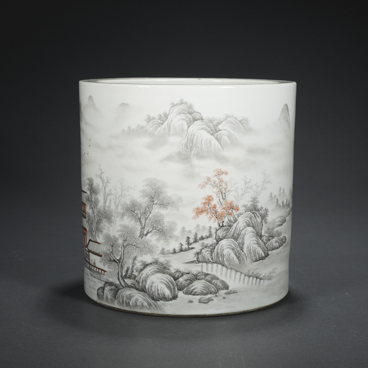 建国后·张志汤款蓬莱仙境图笔筒 - 艺是 - 西泠拍卖唯一指定线上拍卖