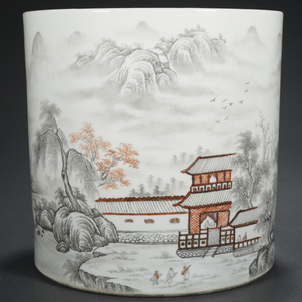 建国后·张志汤款蓬莱仙境图笔筒 - 艺是 - 西泠拍卖唯一指定线上拍卖