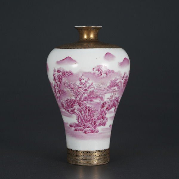 民国·胭脂红釉通景梅瓶 - 艺是 - 西泠拍卖唯一指定线上拍卖平台